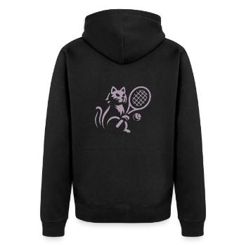 Minimalist silhouette cat tennis player - Unisex Premium Organic Zip Hoodie - black - Back - Nico (187cm)