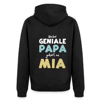 Dieser Geniale Papa Gehört Zu Mia - Unisex Premium Bio Zip Hoodie - Schwarz - Hinten - Nico (187cm)