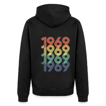 1969 Vintage 55e anniversaire hommes femmes 55 ans - Veste à capuche bio Premium Unisexe - noir - Dos - Nico (187cm)
