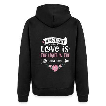 A mother's love is the light in... - Unisex Premium Organic Zip Hoodie - black - Back - Nico (187cm)