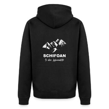 skifahren schifoan is das Leiwandste - Unisex Premium Bio Zip Hoodie - Schwarz - Hinten - Nico (187cm)