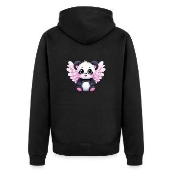 Panda ange fille avec des ailes - Veste à capuche bio Premium Unisexe - noir - Dos - Nico (187cm)