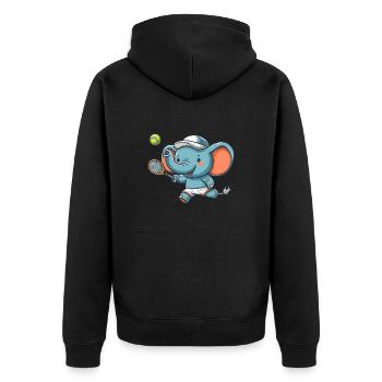 Niedlicher Elefant als Tennis-Tennisspieler - - Unisex Premium Bio Zip Hoodie - Schwarz - Hinten - Nico (187cm)