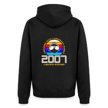 2007 - Unisex Premium Bio Zip Hoodie - Schwarz - Hinten - Nico (187cm)