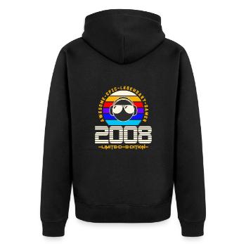 2008 - Unisex Premium Organic Zip Hoodie - black - Back - Nico (187cm)