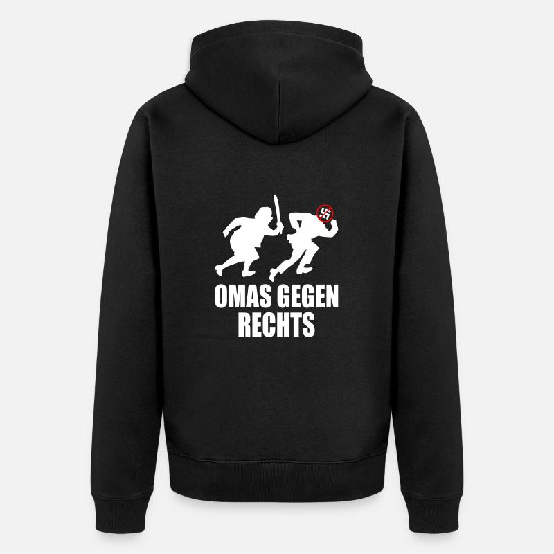 Omas gegen rechts - Unisex Premium Bio Zip Hoodie - Schwarz