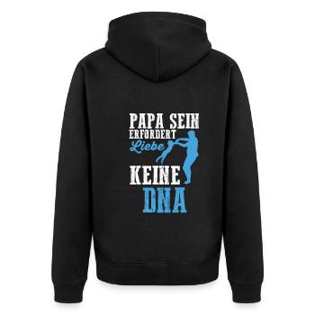 Papa sein erforder Liebe keine DNA - Unisex Premium Bio Zip Hoodie - Schwarz - Hinten - Nico (187cm)
