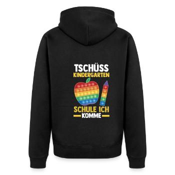 Tschüss Kindergarten Schüler Einschulung Schulanfa - Unisex Premium Bio Zip Hoodie - Schwarz - Hinten - Nico (187cm)