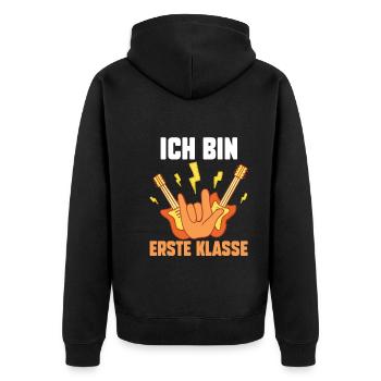 Schulkind Erste Klasse Gitarre Einschulung Schulan - Unisex Premium Bio Zip Hoodie - Schwarz - Hinten - Nico (187cm)