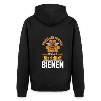 Imker Honig Bienen - Unisex Premium Bio Zip Hoodie - Schwarz - Hinten - Nico (187cm)