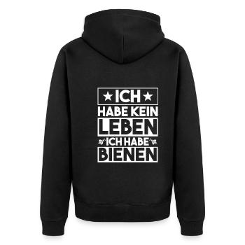 Imker Imkerei Biene Bienen - Unisex Premium Bio Zip Hoodie - Schwarz - Hinten - Nico (187cm)