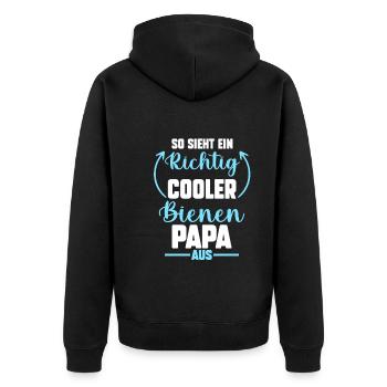 Imker Vater Papa Imkerei Biene Bienen - Unisex Premium Bio Zip Hoodie - Schwarz - Hinten - Nico (187cm)