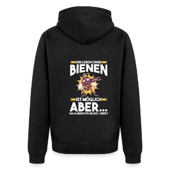 Imker Imkerei Biene Bienen - Unisex Premium Bio Zip Hoodie - Schwarz - Hinten - Nico (187cm)