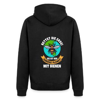 Imker Imkerei Biene Bienen - Unisex Premium Bio Zip Hoodie - Schwarz - Hinten - Nico (187cm)