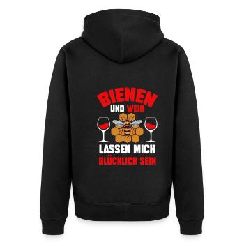 Wein Imker Biene Bienen - Unisex Premium Bio Zip Hoodie - Schwarz - Hinten - Nico (187cm)