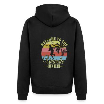 Marathon - Unisex Premium Bio Zip Hoodie - Schwarz - Hinten - Nico (187cm)