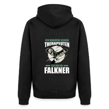 Falkner Falken Falknerei - Unisex Premium Bio Zip Hoodie - Schwarz - Hinten - Nico (187cm)