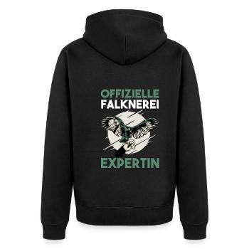 Falknerin Falken Falknerei - Unisex Premium Bio Zip Hoodie - Schwarz - Hinten - Nico (187cm)