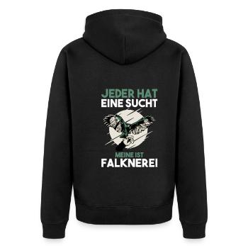 Falkner Falken Falknerei - Unisex Premium Bio Zip Hoodie - Schwarz - Hinten - Nico (187cm)