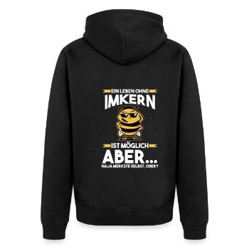 Biene Bienen Imkerei Honig Imker - Unisex Premium Bio Zip Hoodie - Schwarz - Hinten - Nico (187cm)