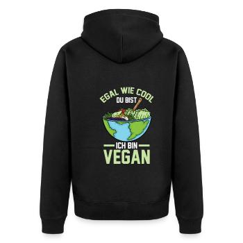 Vegan Vegetarier Veganer - Unisex Premium Bio Zip Hoodie - Schwarz - Hinten - Nico (187cm)