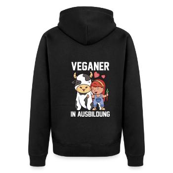 Veganer Vegan - Unisex Premium Bio Zip Hoodie - Schwarz - Hinten - Nico (187cm)