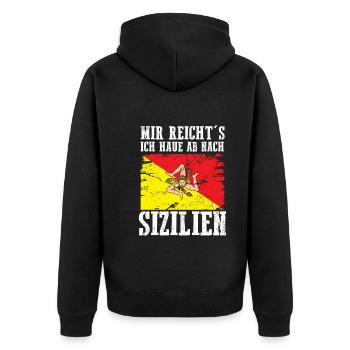 Sicilia Sizilien Sizilianer - Unisex Premium Bio Zip Hoodie - Schwarz - Hinten - Nico (187cm)