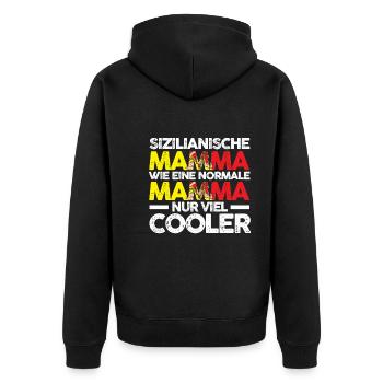 Sizilianerin Sizilienische Mamma Sizilien Mutter M - Unisex Premium Bio Zip Hoodie - Schwarz - Hinten - Nico (187cm)