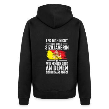 Sicilia Sizilien Sizilianer Sizilianisches - Unisex Premium Bio Zip Hoodie - Schwarz - Hinten - Nico (187cm)