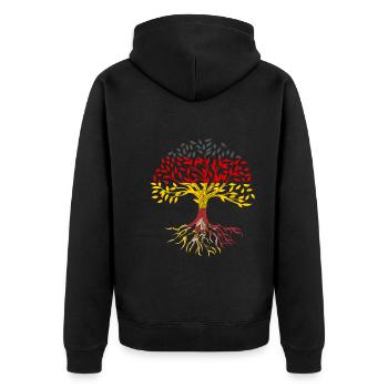 Roots Tree Germany Sicily - Unisex Premium Organic Zip Hoodie - black - Back - Nico (187cm)