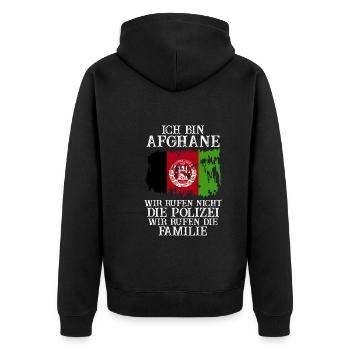 Afghanistan Afghane Afghanisches - Unisex Premium Bio Zip Hoodie - Schwarz - Hinten - Nico (187cm)
