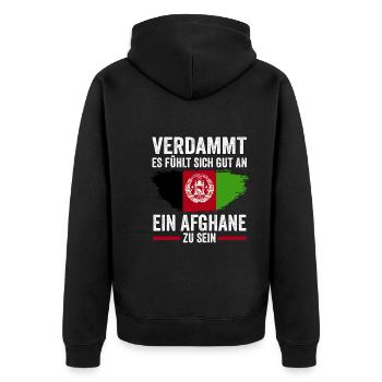 Afghanistan Afghane Afghanisches - Unisex Premium Bio Zip Hoodie - Schwarz - Hinten - Nico (187cm)