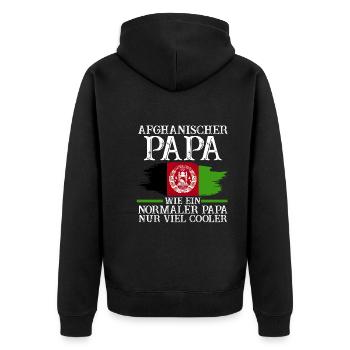 Afghanistanischer Papa Vater Afghane Afghanistan - Unisex Premium Bio Zip Hoodie - Schwarz - Hinten - Nico (187cm)