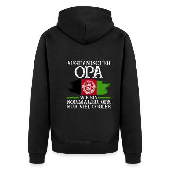Afghanistanischer Opa Afghane Afghanistan - Unisex Premium Bio Zip Hoodie - Schwarz - Hinten - Nico (187cm)