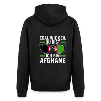 Afghane Afghanisches Afghanistan - Unisex Premium Bio Zip Hoodie - Schwarz - Hinten - Nico (187cm)