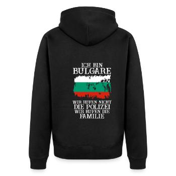 Balkan Bulgarien Bulgare Bulgarisches - Unisex Premium Bio Zip Hoodie - Schwarz - Hinten - Nico (187cm)