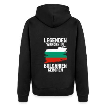 Balkan Bulgarien Bulgare Bulgarisches - Unisex Premium Bio Zip Hoodie - Schwarz - Hinten - Nico (187cm)