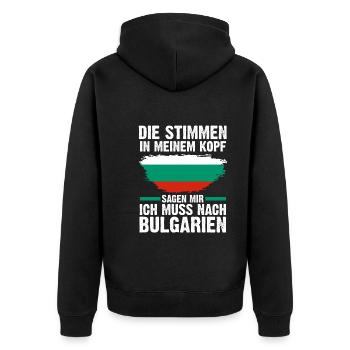 Balkan Bulgarien Bulgare Bulgarisches - Unisex Premium Bio Zip Hoodie - Schwarz - Hinten - Nico (187cm)