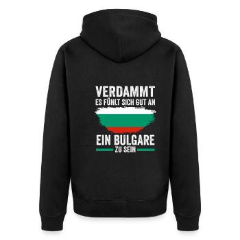 Balkan Bulgarien Bulgare Bulgarisches - Unisex Premium Bio Zip Hoodie - Schwarz - Hinten - Nico (187cm)