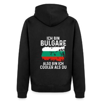 Balkan Bulgarien Bulgare Bulgarisches - Unisex Premium Bio Zip Hoodie - Schwarz - Hinten - Nico (187cm)
