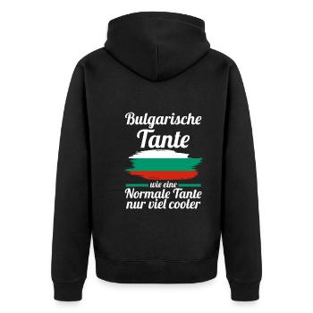 Balkan Bulgarin Tante Bulgarien - Unisex Premium Bio Zip Hoodie - Schwarz - Hinten - Nico (187cm)