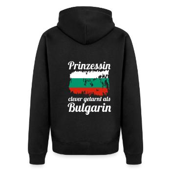 Prinzessin Balkan Bulgare Bulgarisches Bulgarien - Unisex Premium Bio Zip Hoodie - Schwarz - Hinten - Nico (187cm)