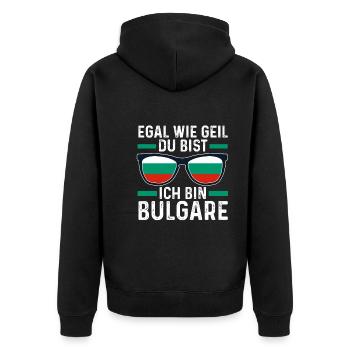 Balkan Bulgare Bulgarisches Bulgarien - Unisex Premium Bio Zip Hoodie - Schwarz - Hinten - Nico (187cm)