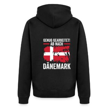 Skandinavien Urlaub Däne Dänemark - Unisex Premium Bio Zip Hoodie - Schwarz - Hinten - Nico (187cm)