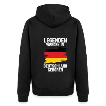 Deutschland Deutscher Deutsches - Unisex Premium Bio Zip Hoodie - Schwarz - Hinten - Nico (187cm)