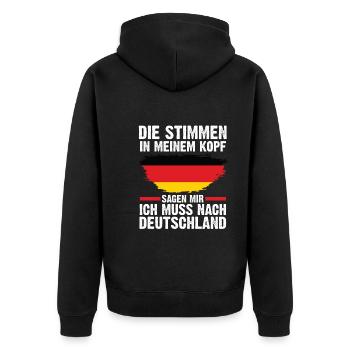Deutschland Deutscher Deutsches - Unisex Premium Bio Zip Hoodie - Schwarz - Hinten - Nico (187cm)
