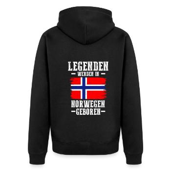 Skandinavien Norwegen Norweger Norwegisch - Unisex Premium Bio Zip Hoodie - Schwarz - Hinten - Nico (187cm)