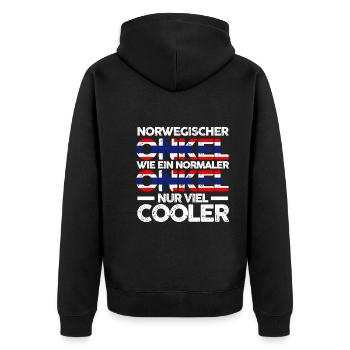 Skandinavien Norweger Onkel Norwegen - Unisex Premium Bio Zip Hoodie - Schwarz - Hinten - Nico (187cm)