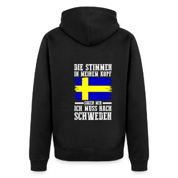 Skandinavien Schweden Schwede Schwedisch - Unisex Premium Bio Zip Hoodie - Schwarz - Hinten - Nico (187cm)