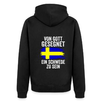 Skandinavien Schweden Schwede Schwedisch - Unisex Premium Bio Zip Hoodie - Schwarz - Hinten - Nico (187cm)